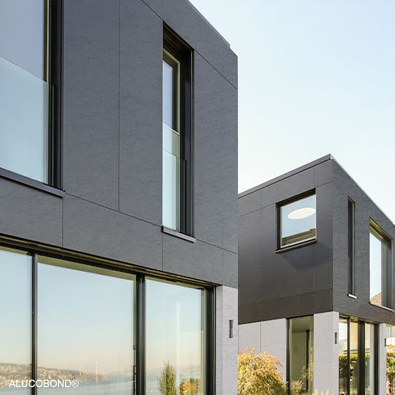 Revestimiento de la vivienda en aluminio composite ALUCOBOND® gris y antracita